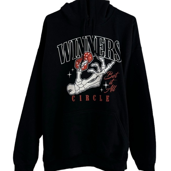 Rue21 Hoodie Black Red Cotton Fleece Unisex Men's Size Sweatshirt Vintage Design - Picture 1 of 5